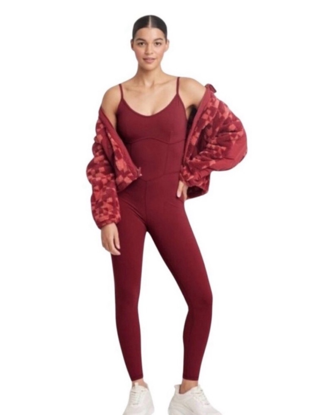 Joylab Wine Colored Activewear Jumpsuit